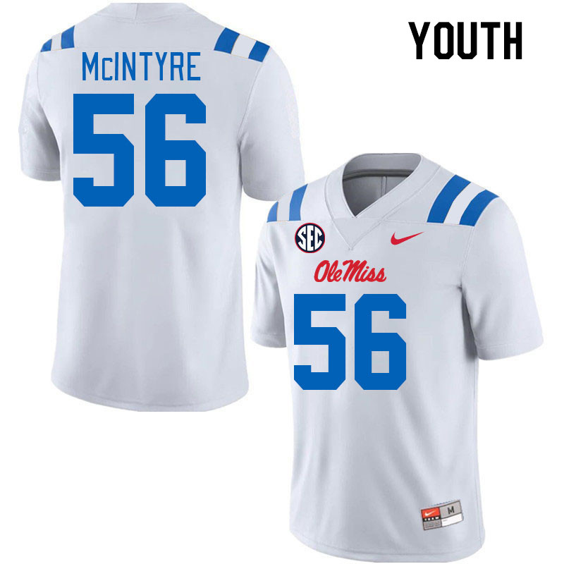 Youth #56 Reece McIntyre Ole Miss Rebels 2024 New Uniforms College Football Jerseys Stitched-White